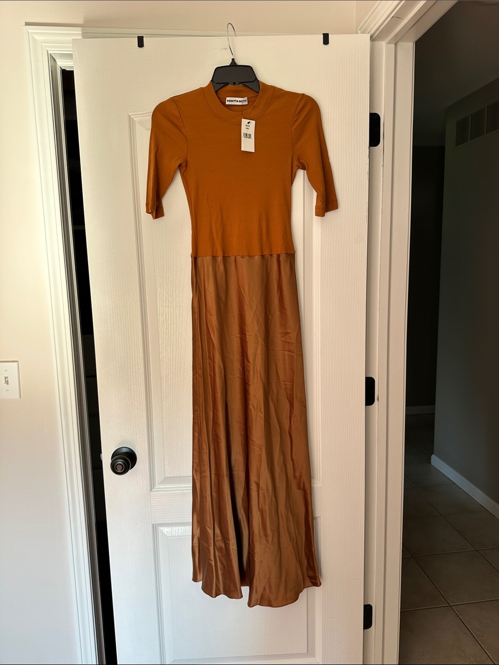 Rosetta Getty Two-Tone Rust Maxi Dress